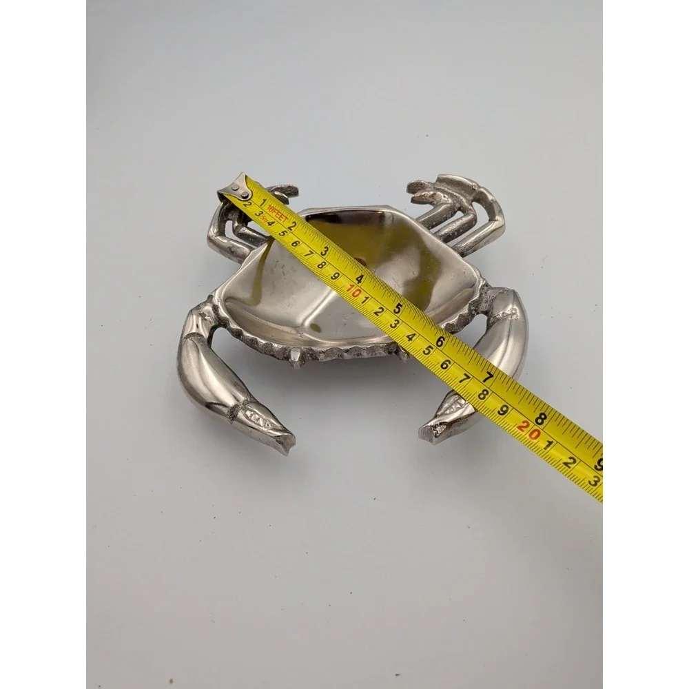 Vintage Cast Aluminum Crab Trinket Dish Bowl Coastal Nautical Catchall ~6